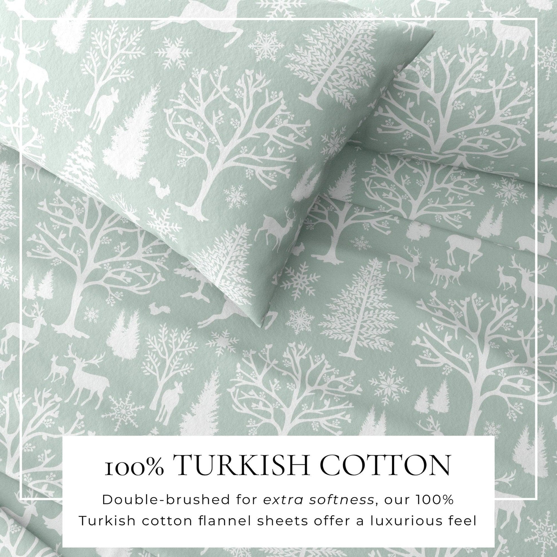 4 - Piece Turkish Cotton Flannel Sheet - Fall & Christmas Sheets - Quahog Bay Bedding