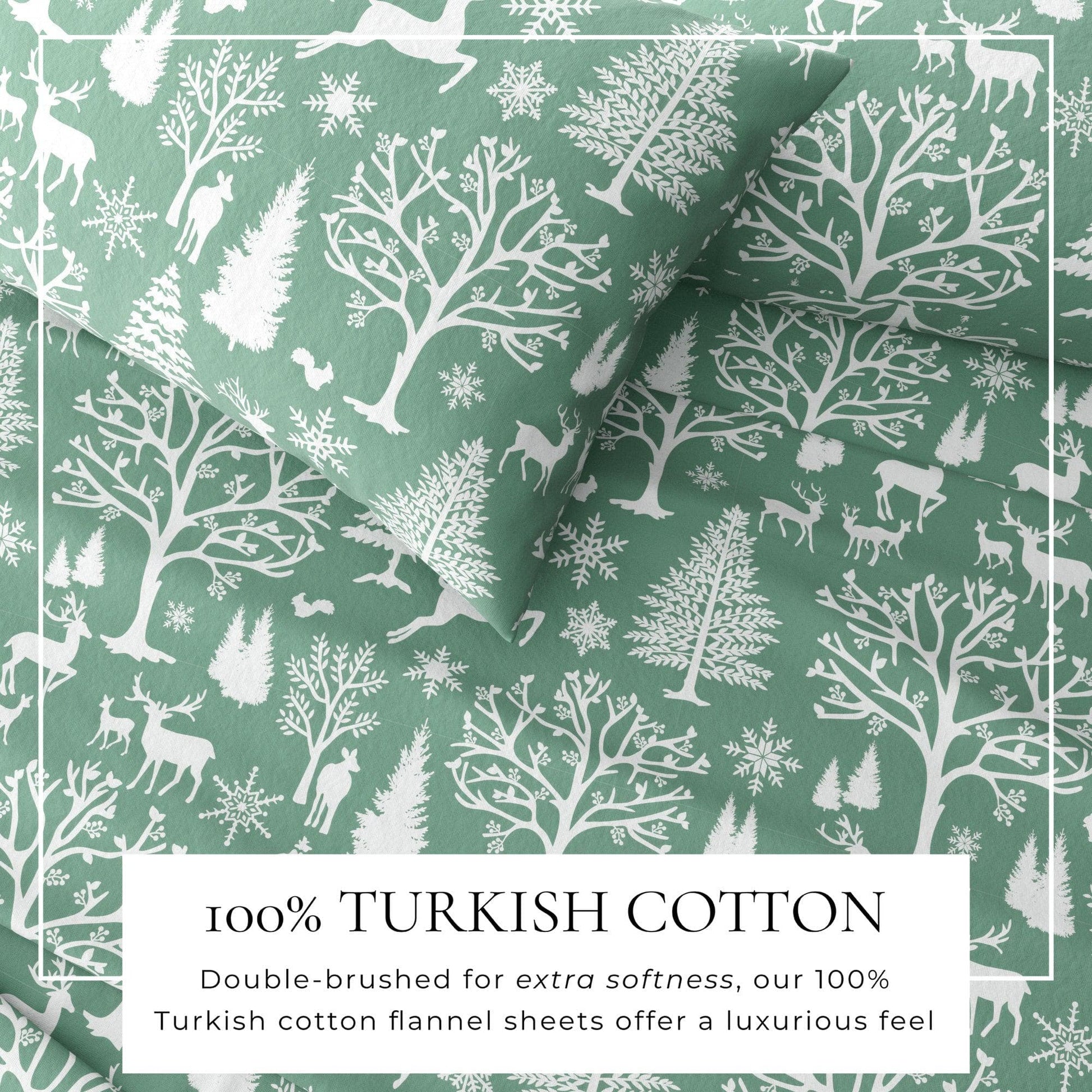 4 - Piece Turkish Cotton Flannel Sheet - Fall & Christmas Sheets - Quahog Bay Bedding