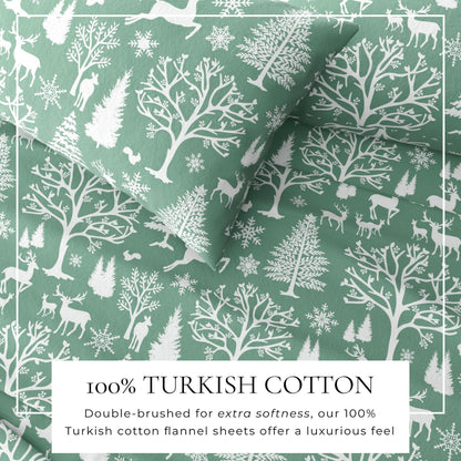 4 - Piece Turkish Cotton Flannel Sheet - Fall & Christmas Sheets - Quahog Bay Bedding