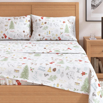 4 - Piece Turkish Cotton Flannel Sheet - Fall & Christmas Sheets - Quahog Bay Bedding
