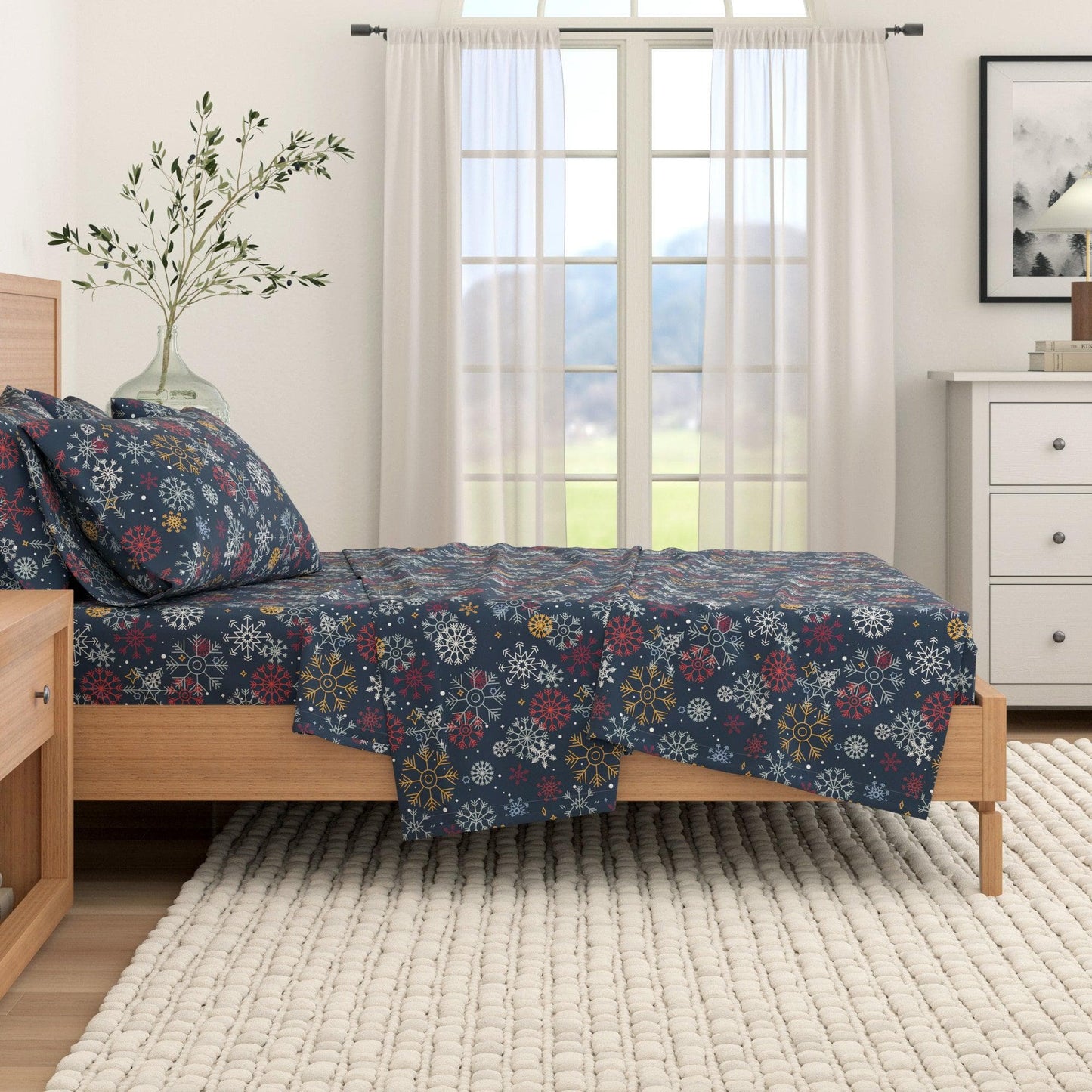 4 - Piece Turkish Cotton Flannel Sheet - Fall & Christmas Sheets - Quahog Bay Bedding