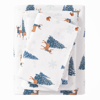 4 - Piece Turkish Cotton Flannel Sheet - Fall & Christmas Sheets - Quahog Bay Bedding