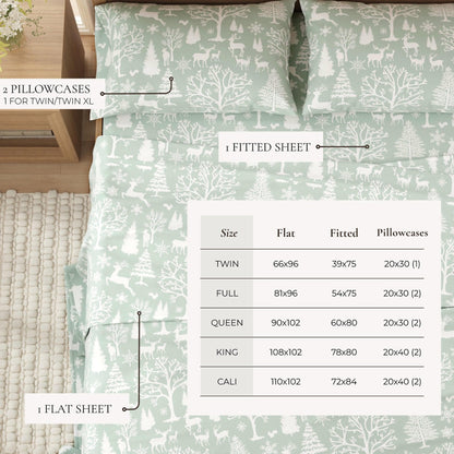 4 - Piece Turkish Cotton Flannel Sheet - Fall & Christmas Sheets - Quahog Bay Bedding