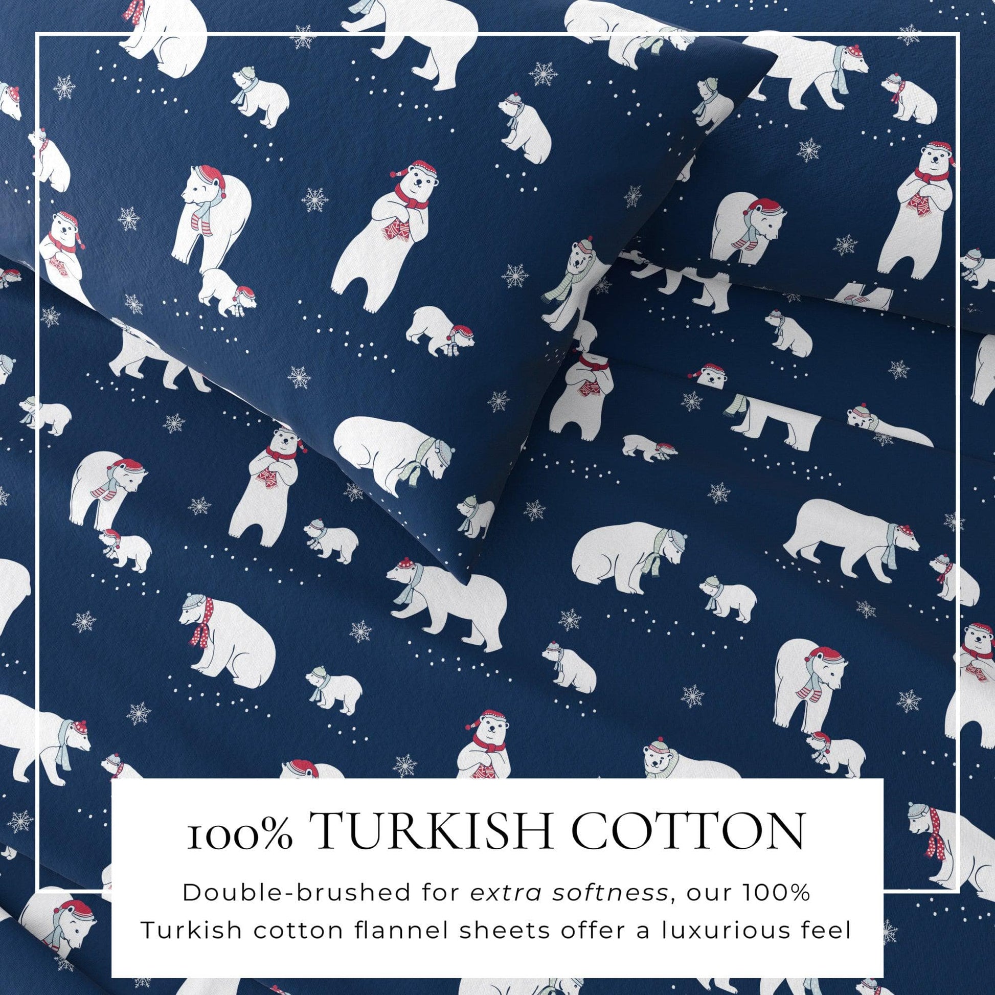 4 - Piece Turkish Cotton Flannel Sheet - Fall & Christmas Sheets - Quahog Bay Bedding