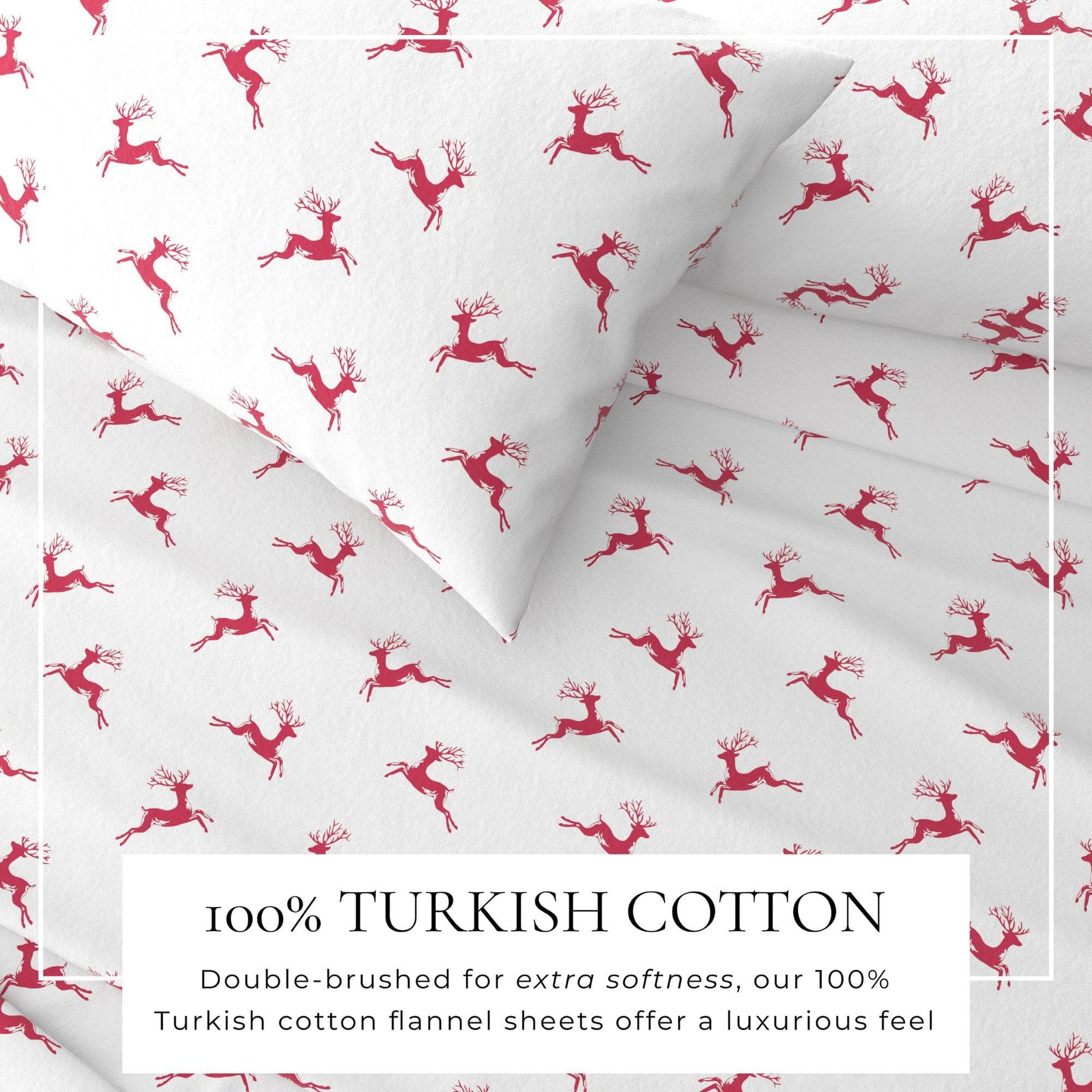 4 - Piece Turkish Cotton Flannel Sheet - Fall & Christmas Sheets - Quahog Bay Bedding