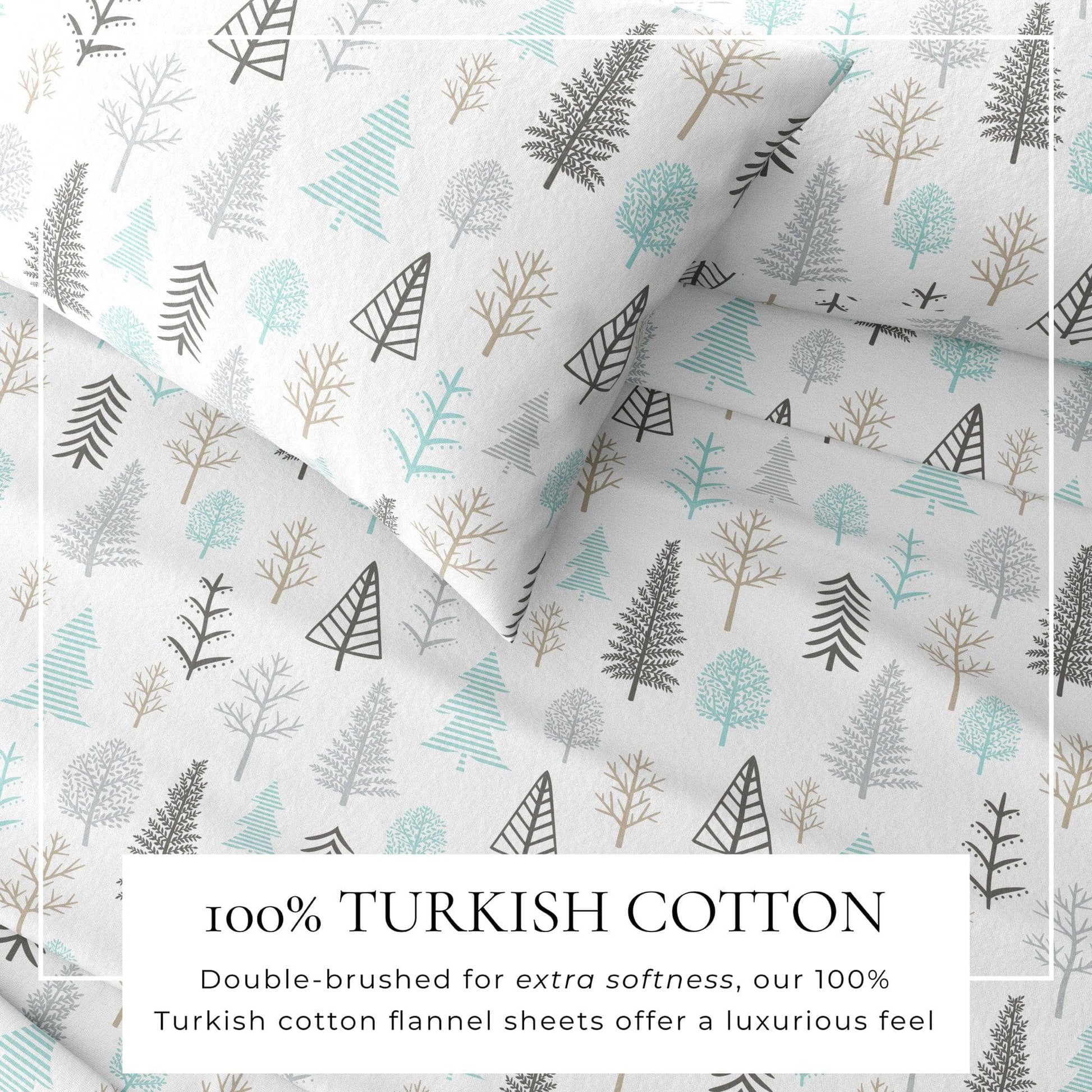 4 - Piece Turkish Cotton Flannel Sheet - Fall & Christmas Sheets - Quahog Bay Bedding