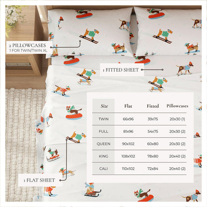 4 - Piece Turkish Cotton Flannel Sheet - Fall & Christmas Sheets - Quahog Bay Bedding