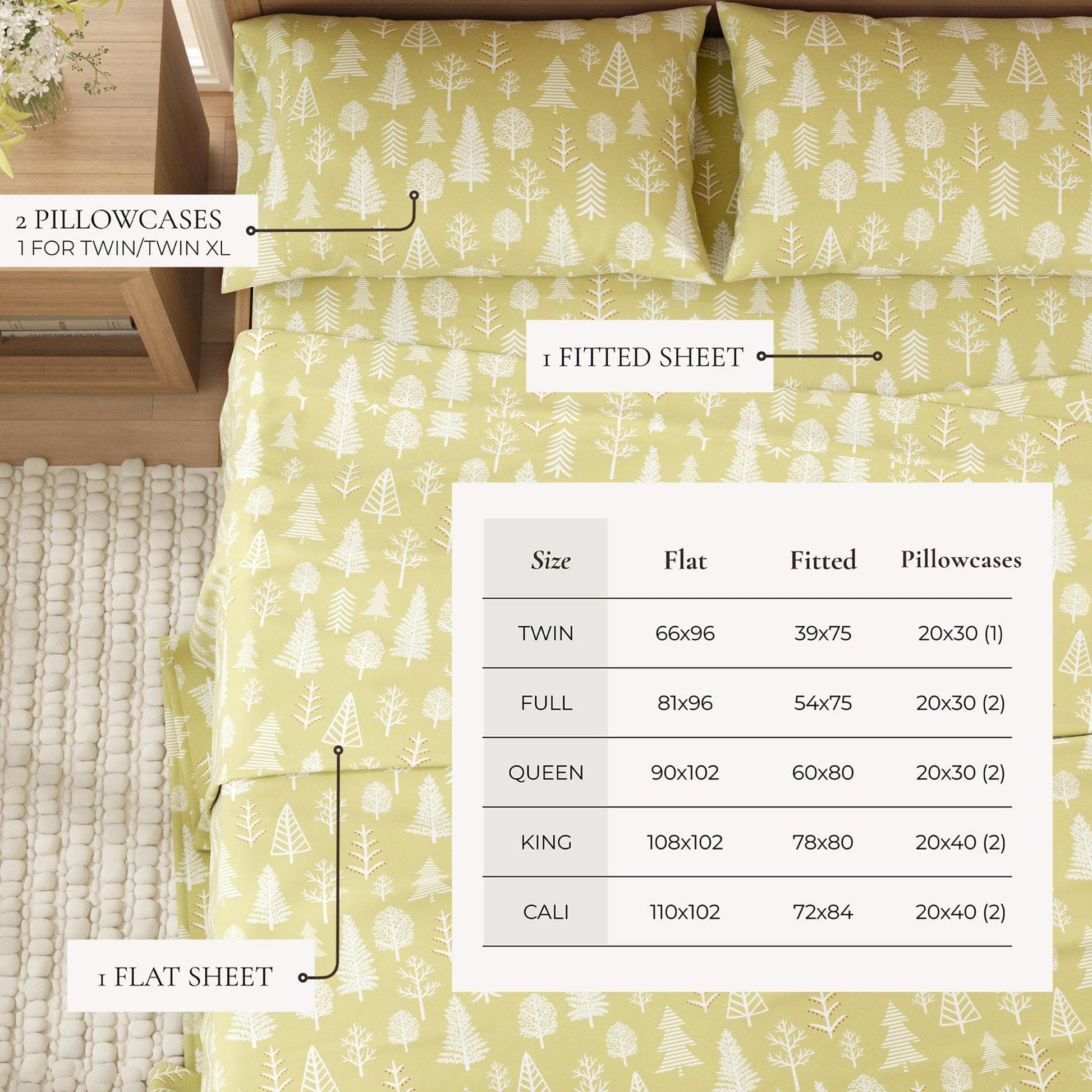 4 - Piece Turkish Cotton Flannel Sheet - Fall & Christmas Sheets - Quahog Bay Bedding