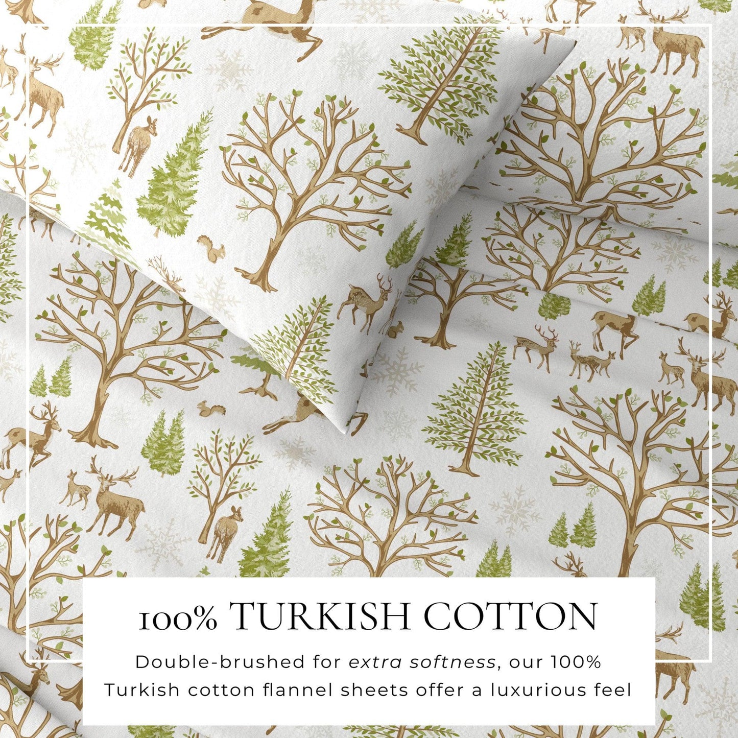4 - Piece Turkish Cotton Flannel Sheet - Fall & Christmas Sheets - Quahog Bay Bedding