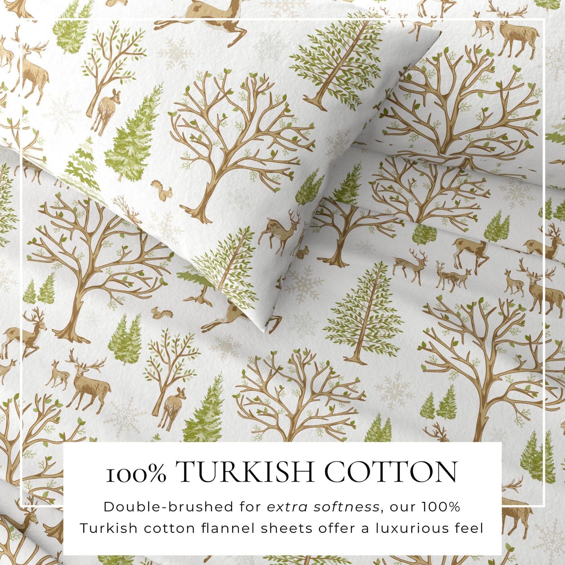 4 - Piece Turkish Cotton Flannel Sheet - Fall & Christmas Sheets - Quahog Bay Bedding