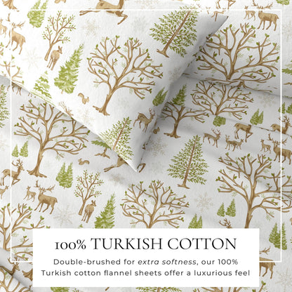 4 - Piece Turkish Cotton Flannel Sheet - Fall & Christmas Sheets - Quahog Bay Bedding