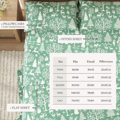 4 - Piece Turkish Cotton Flannel Sheet - Fall & Christmas Sheets - Quahog Bay Bedding