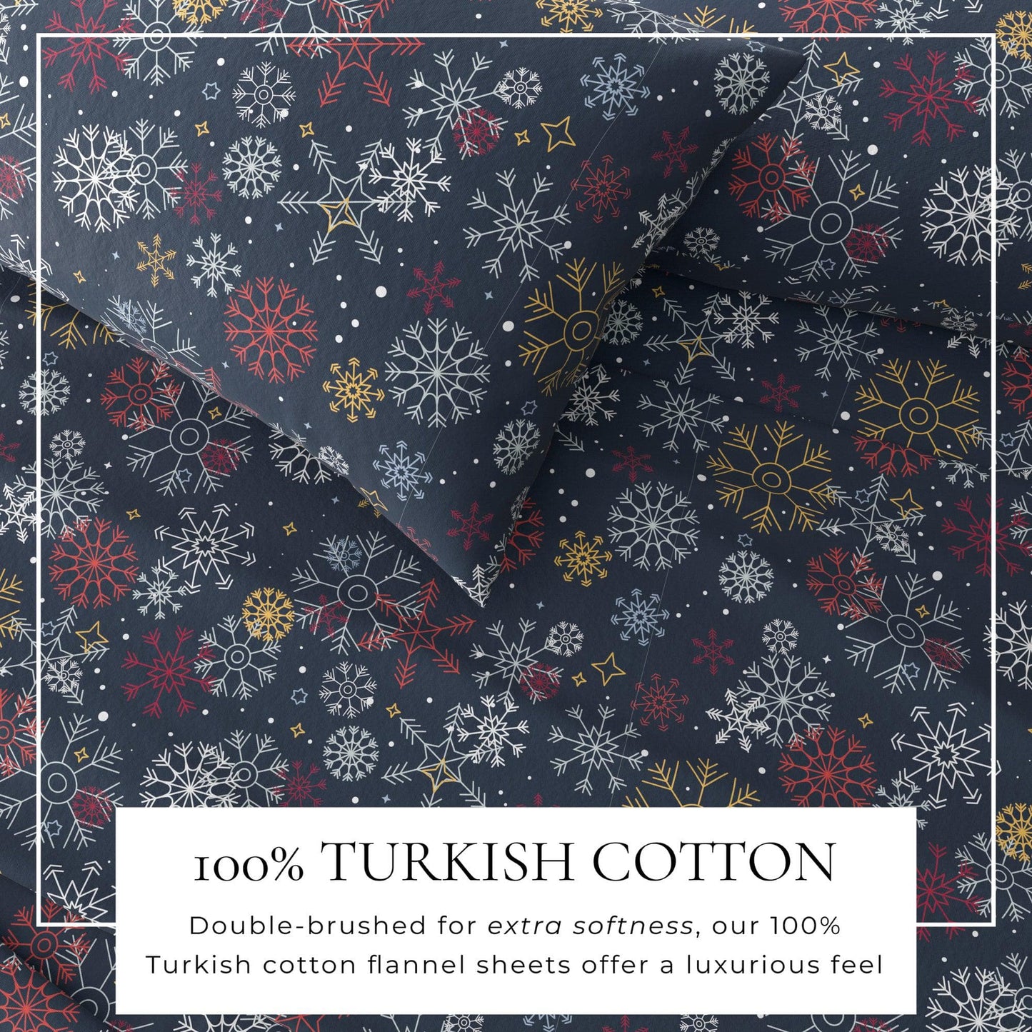 4 - Piece Turkish Cotton Flannel Sheet - Fall & Christmas Sheets - Quahog Bay Bedding