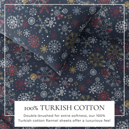 4 - Piece Turkish Cotton Flannel Sheet - Fall & Christmas Sheets - Quahog Bay Bedding