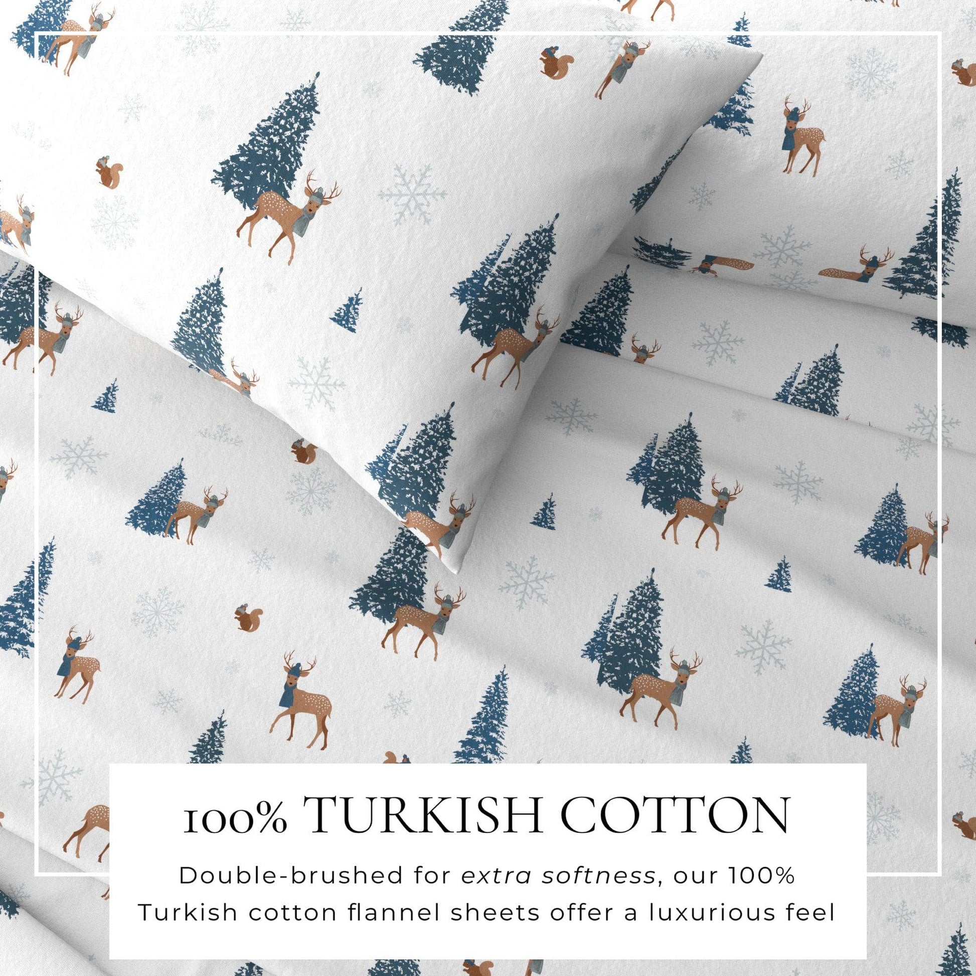 4 - Piece Turkish Cotton Flannel Sheet - Fall & Christmas Sheets - Quahog Bay Bedding