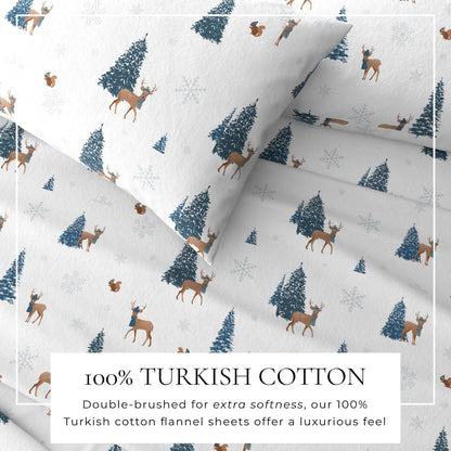 4 - Piece Turkish Cotton Flannel Sheet - Fall & Christmas Sheets - Quahog Bay Bedding