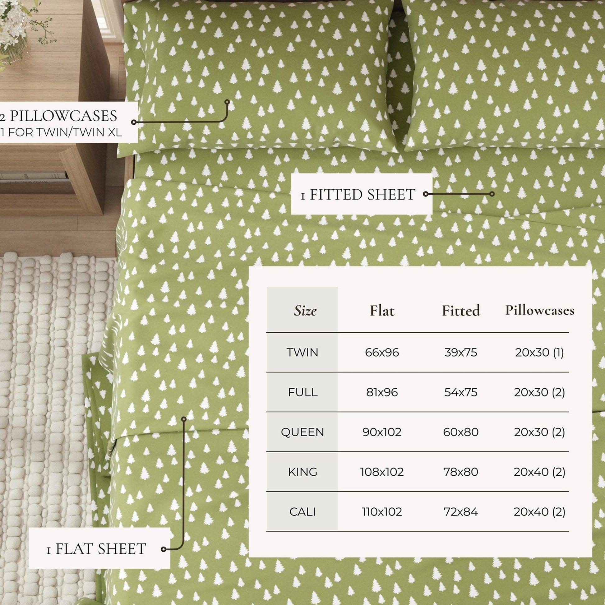 4 - Piece Turkish Cotton Flannel Sheet - Fall & Christmas Sheets - Quahog Bay Bedding