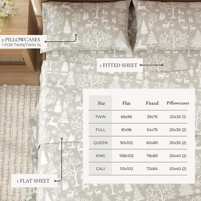 4 - Piece Turkish Cotton Flannel Sheet - Fall & Christmas Sheets - Quahog Bay Bedding