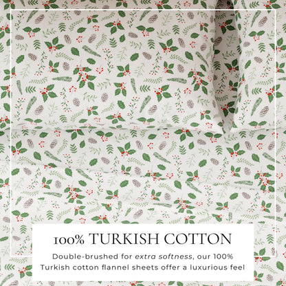 4 - Piece Turkish Cotton Flannel Sheet - Fall & Christmas Sheets - Quahog Bay Bedding