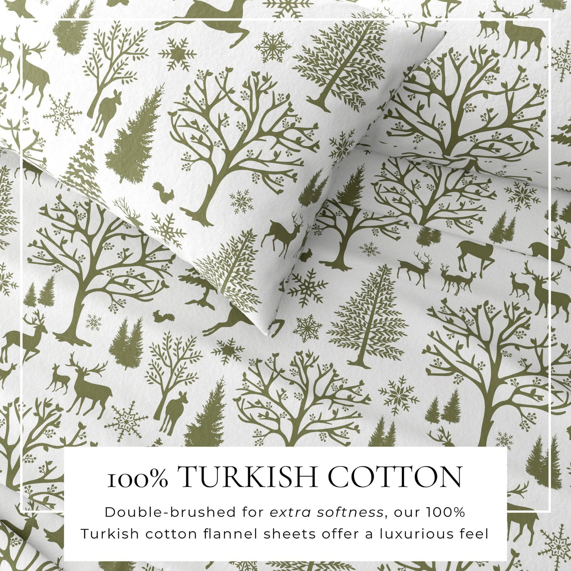 4 - Piece Turkish Cotton Flannel Sheet - Fall & Christmas Sheets - Quahog Bay Bedding
