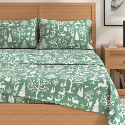 4 - Piece Turkish Cotton Flannel Sheet - Fall & Christmas Sheets - Quahog Bay Bedding