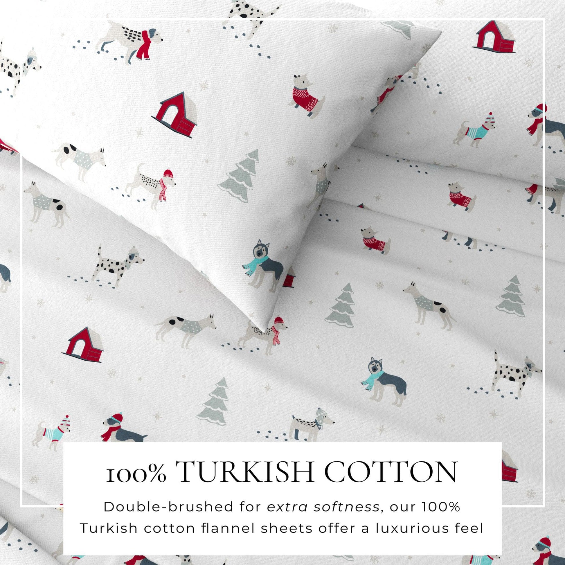 4 - Piece Turkish Cotton Flannel Sheet - Fall & Christmas Sheets - Quahog Bay Bedding