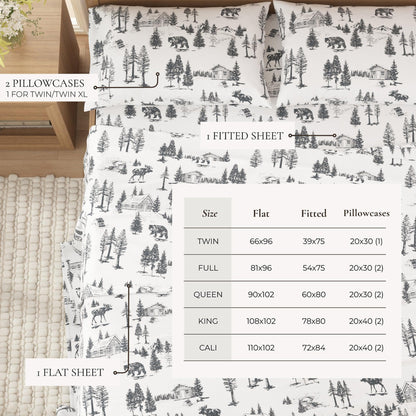 4 - Piece Turkish Cotton Flannel Sheet - Fall & Christmas Sheets - Quahog Bay Bedding