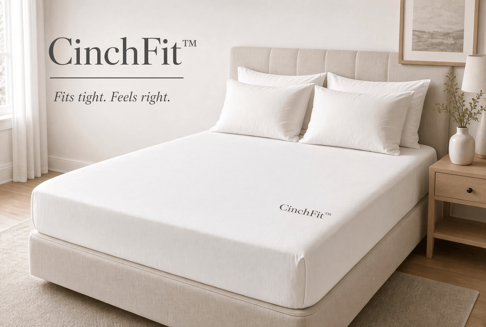 400TC 100% Cotton - CinchFit American Made Coastal Stay On Sheets - Fits Up To 15 Inch Depths - Grey Pinstripe Print - Quahog Bay Bedding