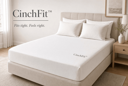 400TC 100% Cotton - CinchFit American Made Coastal Stay On Sheets - Fits Up To 15 Inch Depths - Grey Pinstripe Print - Quahog Bay Bedding
