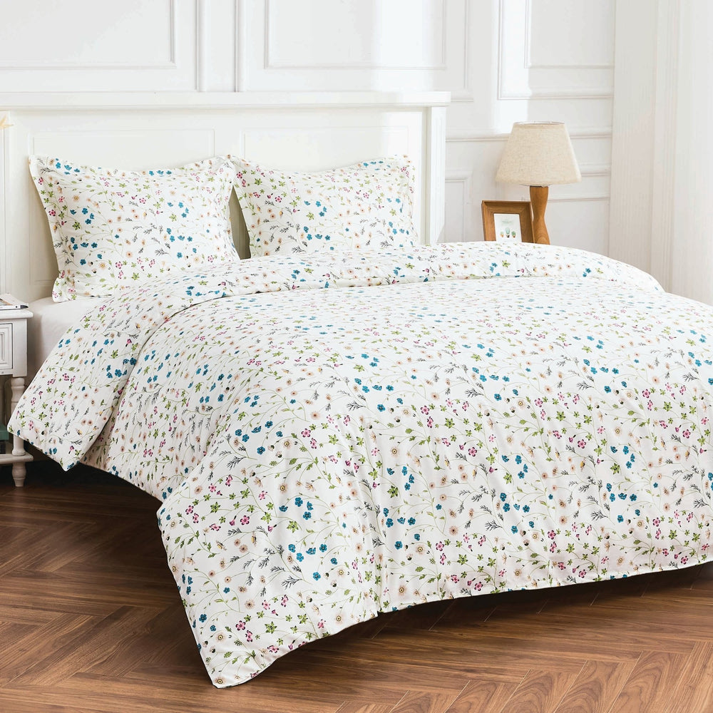 400TC 100% Cotton Wildflower Duvet Set - Floral Bedding - Quahog Bay Bedding