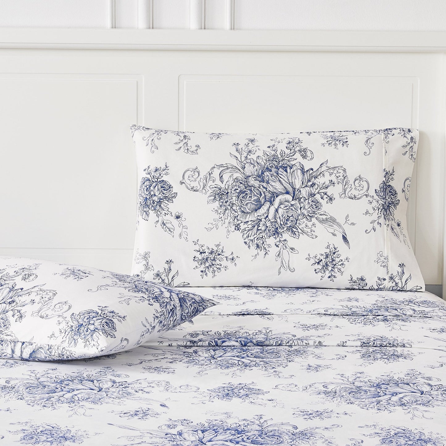 400TC Toile Vintage Inspired Floral Sheet Set - Floral Sheet Sets - Quahog Bay Bedding