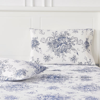 400TC Toile Vintage Inspired Floral Sheet Set - Floral Sheet Sets - Quahog Bay Bedding