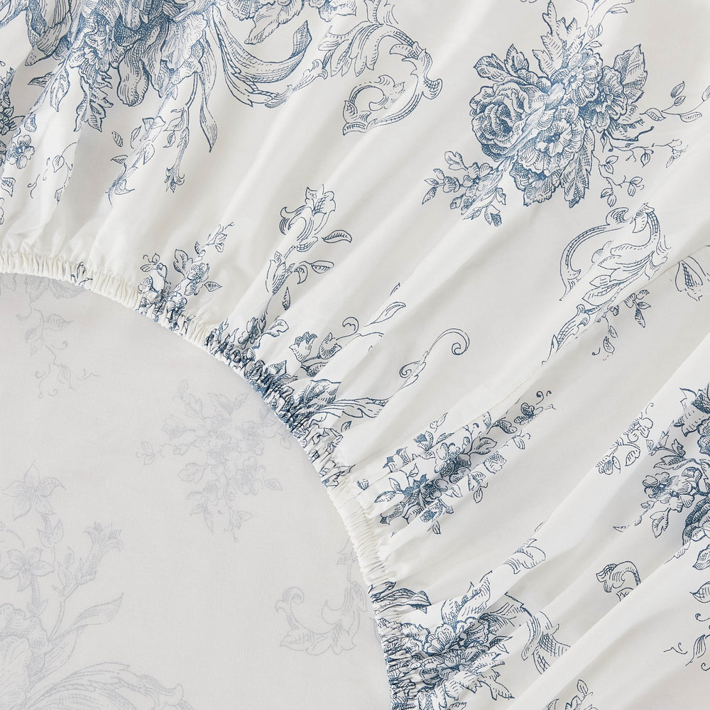 400TC Toile Vintage Inspired Floral Sheet Set - Floral Sheet Sets - Quahog Bay Bedding