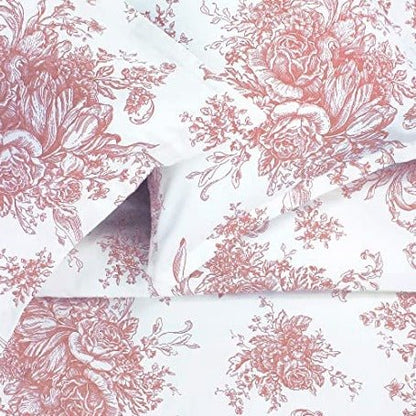 400TC Toile Vintage Inspired Floral Sheet Set - Floral Sheet Sets - Quahog Bay Bedding