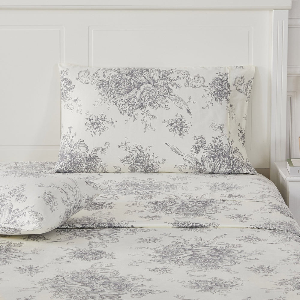 400TC Toile Vintage Inspired Floral Sheet Set - Floral Sheet Sets - Quahog Bay Bedding