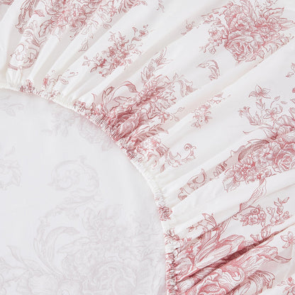 400TC Toile Vintage Inspired Floral Sheet Set - Floral Sheet Sets - Quahog Bay Bedding