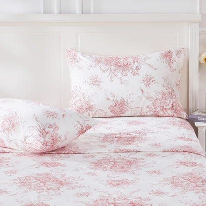 400TC Toile Vintage Inspired Floral Sheet Set - Floral Sheet Sets - Quahog Bay Bedding