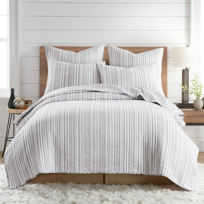 Bondi Stripe Grey Quilt Set