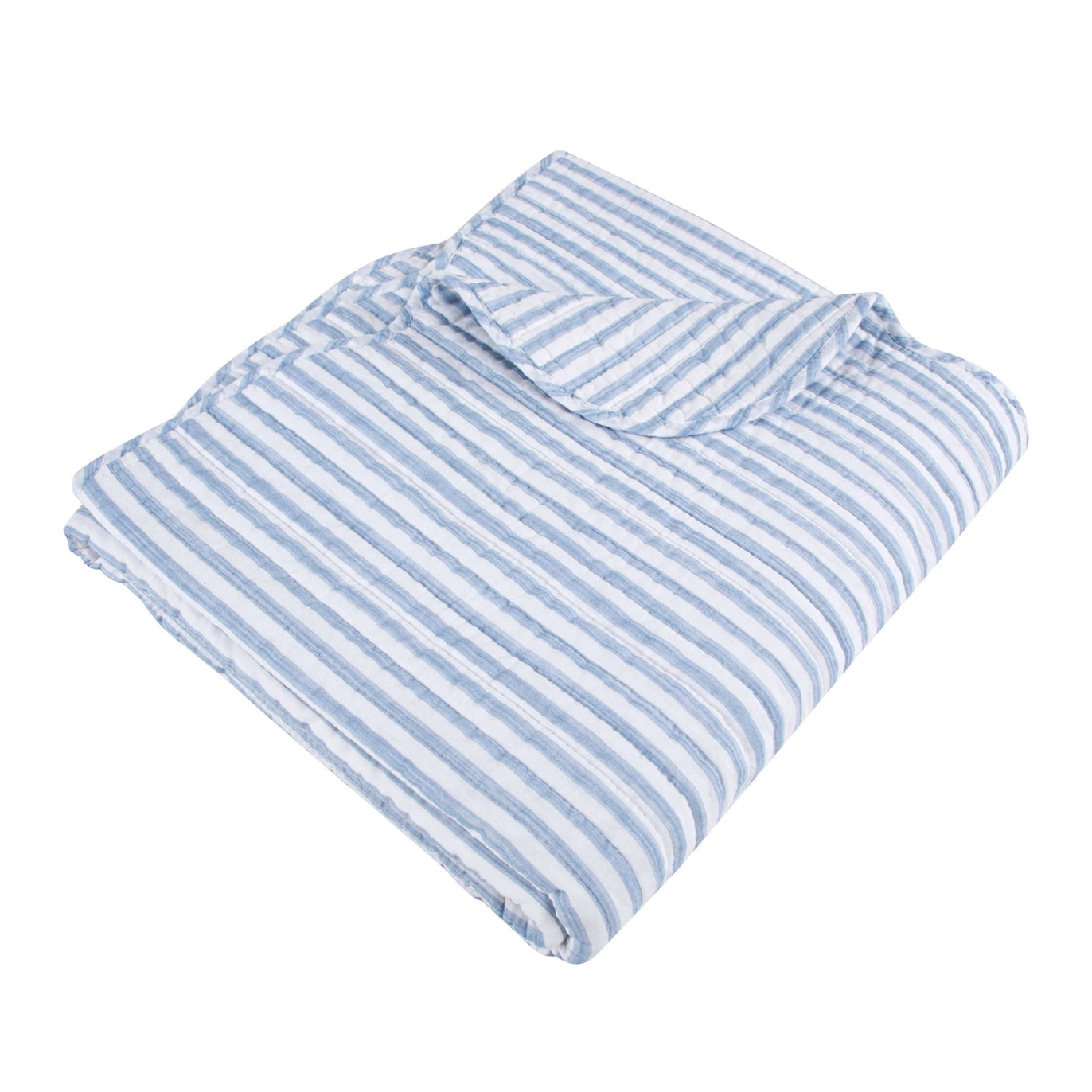 Martha Stripe Blue Quilted Throw