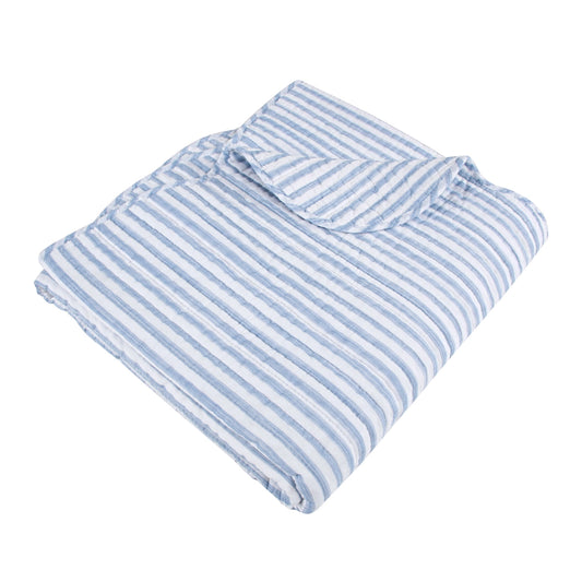 Martha Stripe Blue Quilted Throw