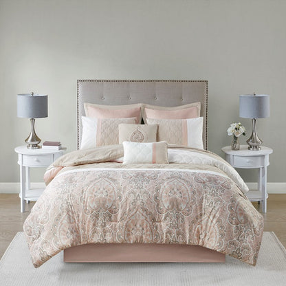 510 Design Shawnee Blue Medallion Comforter Set 8PC Blush - Quahog Bay Bedding