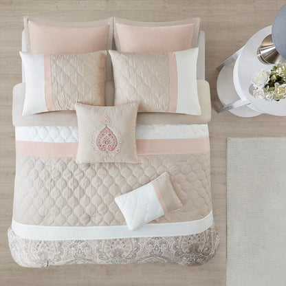 510 Design Shawnee Blue Medallion Comforter Set 8PC Blush - Quahog Bay Bedding