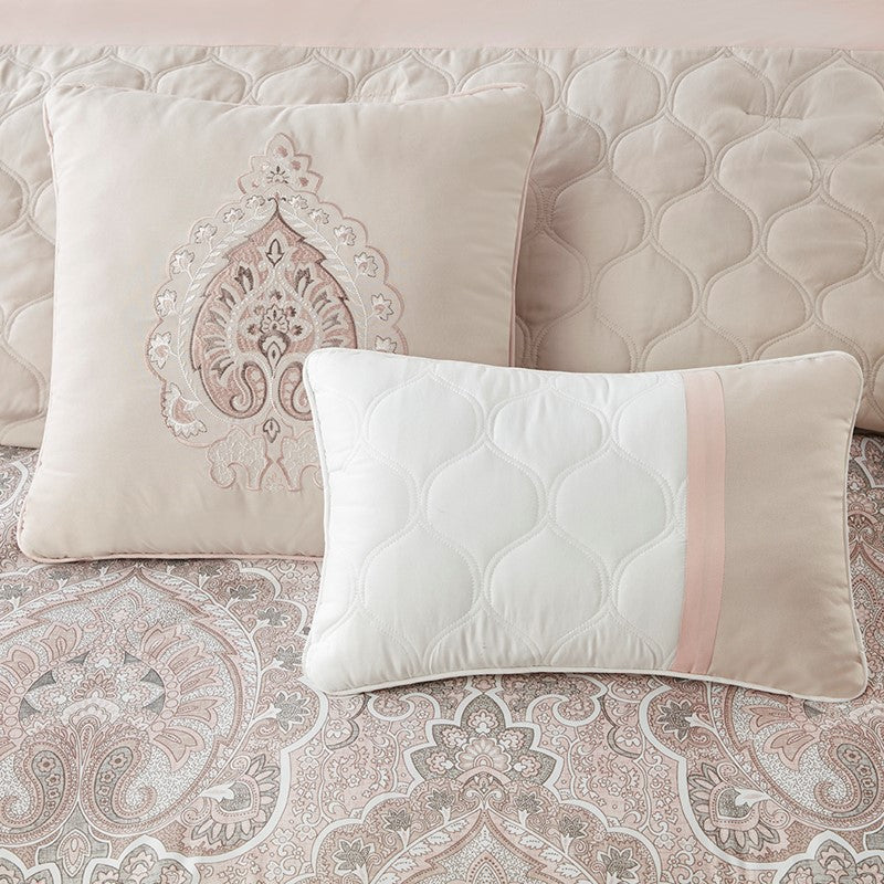 510 Design Shawnee Blue Medallion Comforter Set 8PC Blush - Quahog Bay Bedding