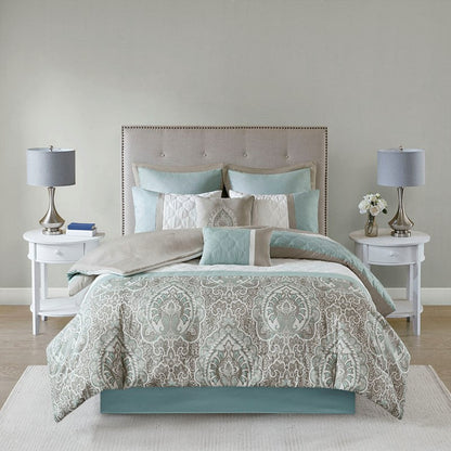 510 Design Shawnee Blue Medallion Comforter Set 8PC Seafoam - Quahog Bay Bedding