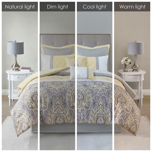 510 Design Shawnee Blue Medallion Comforter Set 8PC Yellow - Quahog Bay Bedding