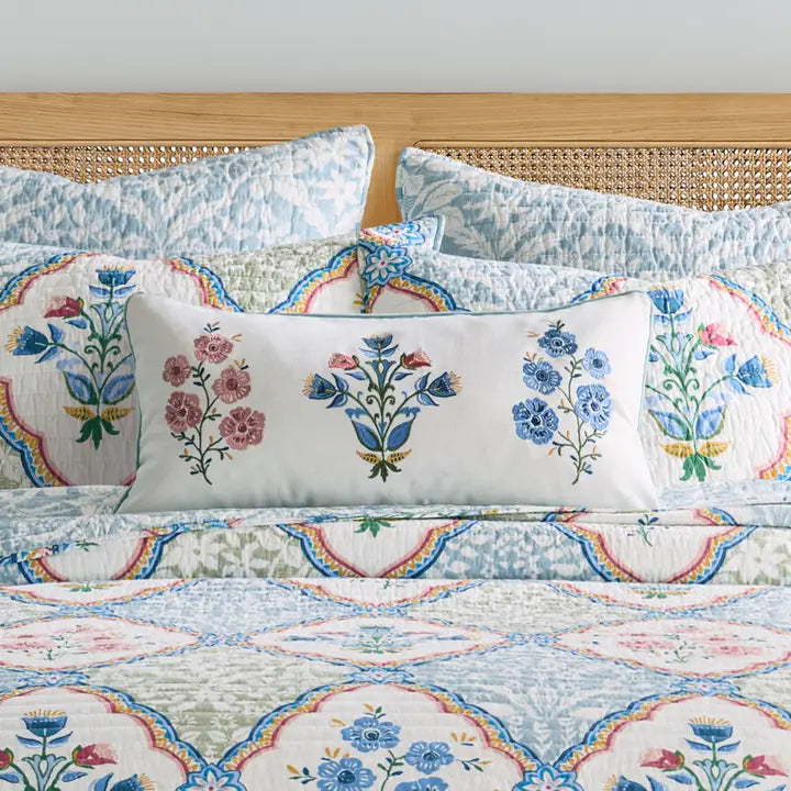 Zoey Embroidered Bouquets Pillow