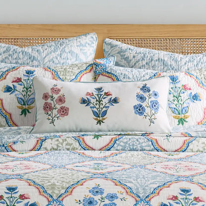 Zoey Embroidered Bouquets Pillow