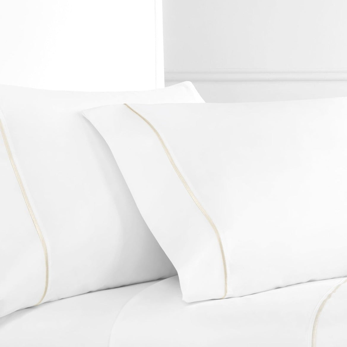 300TC Single Stripe Embroidered Percale Pillowcase Pairs