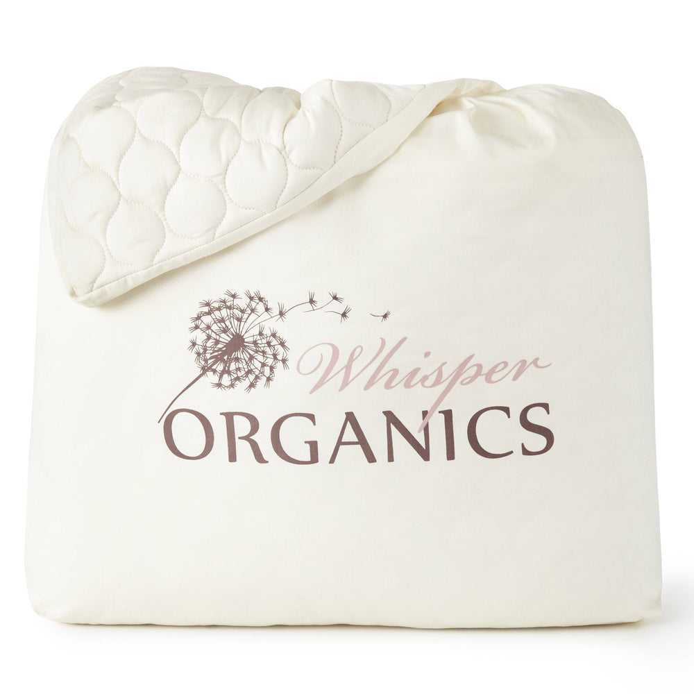 Whisper Organics GOTS-Certified Organic Cotton Quilted Mattress Pad - 17-Inch Deep Pocket