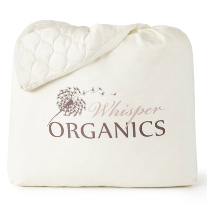 Whisper Organics GOTS-Certified Organic Cotton Quilted Mattress Pad - 17-Inch Deep Pocket